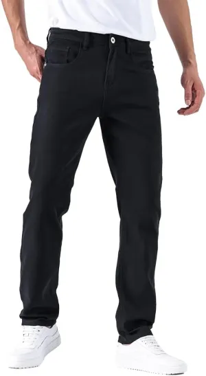 GAIAKOU Men's Baggy Slim Fit Stretch Work Jeans - Straight Loose Blue Elastic