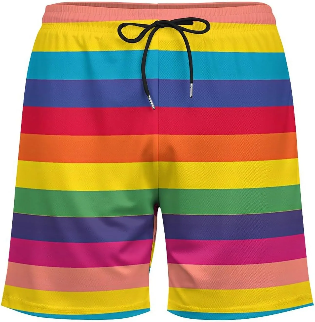 Gay Pride LGBT Rainbow Flag Pattern Men's Swim Trunks Quick Dry Board Shorts Swimwear Beach Shorts with Compression Liner