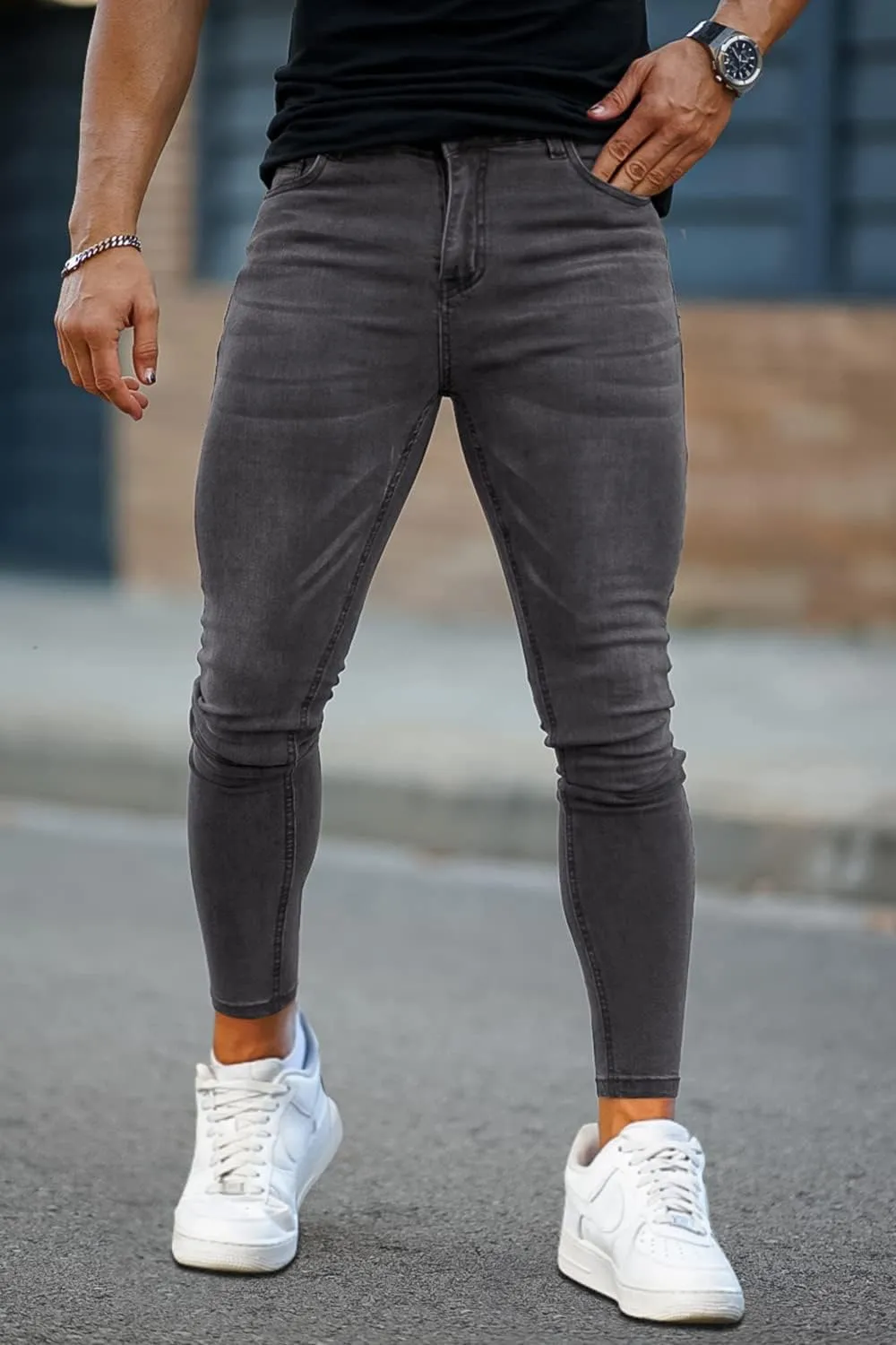 GINGTTO Men's Ripped Jeans Slim Fit Skinny Stretch Jeans Pants