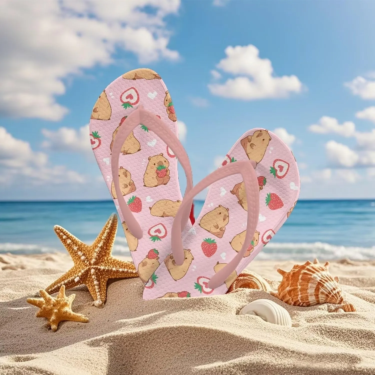 Girl's Flip Flops Kid's Non-Slip Sole Quick Drying Beach Slippers Slide Sandals Pink Straps