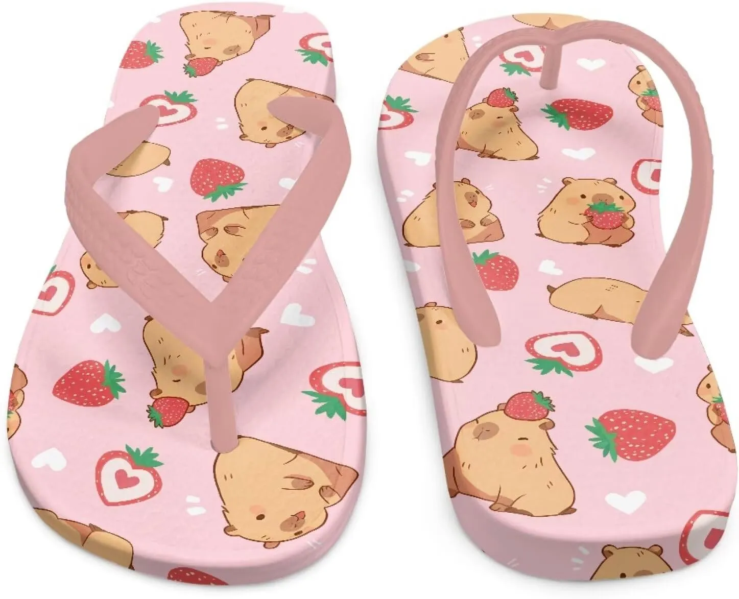 Girl's Flip Flops Kid's Non-Slip Sole Quick Drying Beach Slippers Slide Sandals Pink Straps