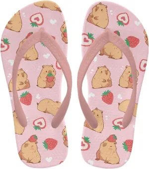 Girl's Flip Flops Kid's Non-Slip Sole Quick Drying Beach Slippers Slide Sandals Pink Straps
