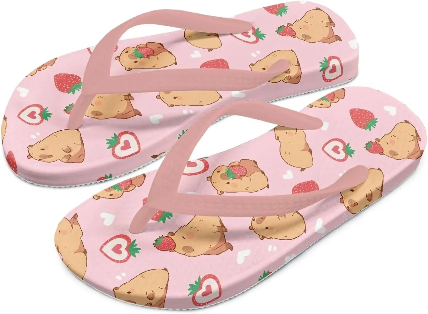 Girl's Flip Flops Kid's Non-Slip Sole Quick Drying Beach Slippers Slide Sandals Pink Straps