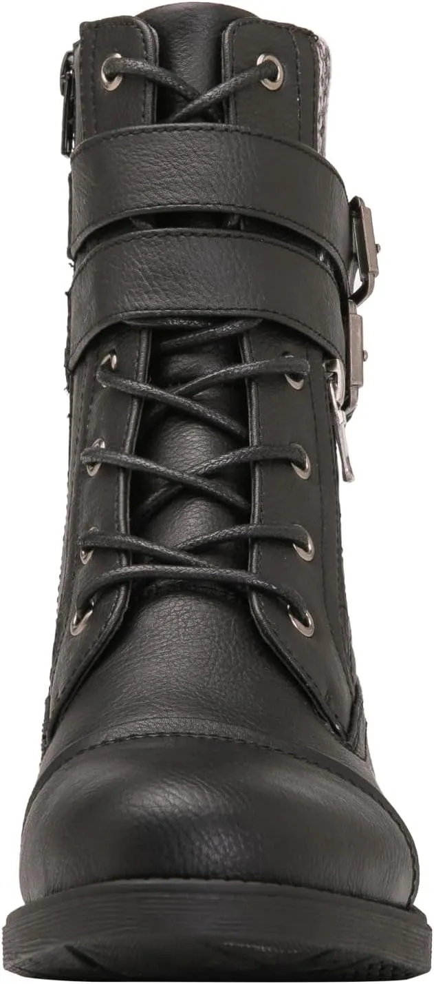 GLOBALWIN 1903 Women's Fashion Low Heels Lace Up Ankle Boots Combat Boots For Women