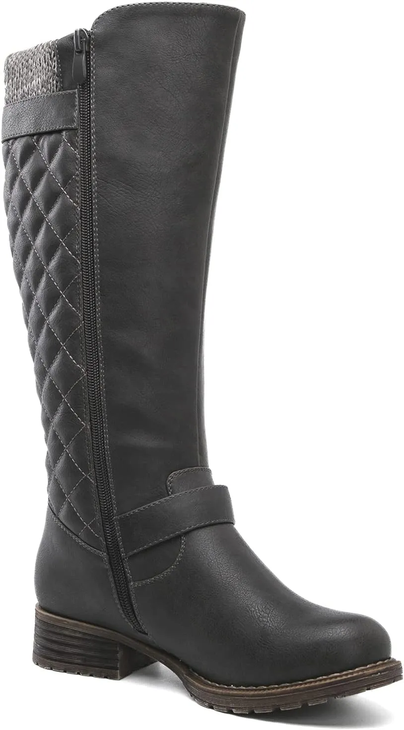 GLOBALWIN Women's Quilted Knee-High Fashion Dressy Riding Boots