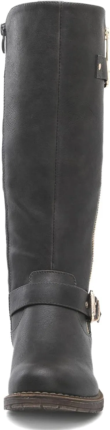 GLOBALWIN Women's Quilted Knee-High Fashion Dressy Riding Boots