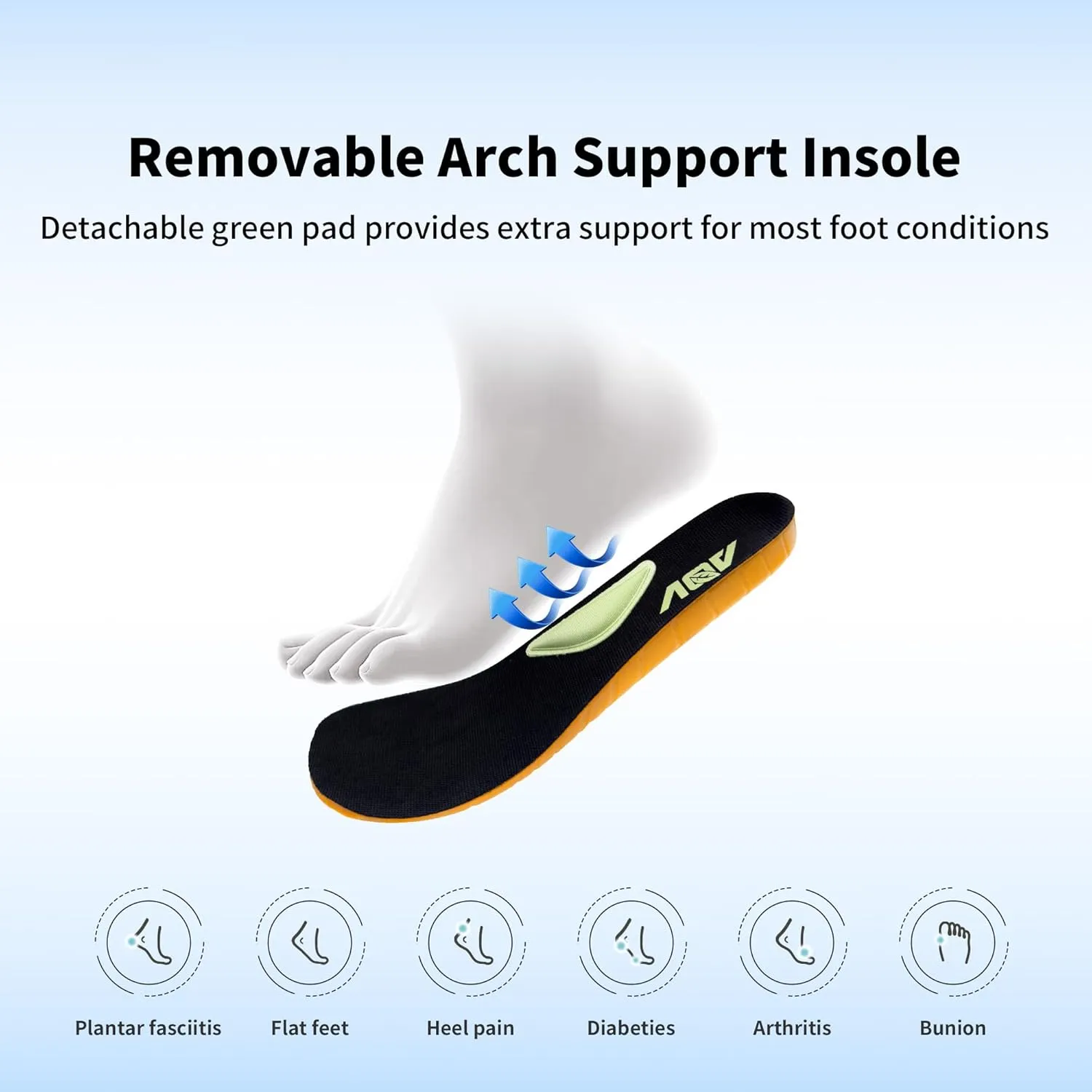 GOOBON Men's Wide Toe Box Walking Shoes with Arch Support Orthotic Tennis Sneakers for Plantar Fasciitis Bunions Flat Feet
