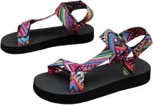 GORGLITTER Women's Sport Sandals Geo Print Walking Sandals Arch Support Hiking Sandals