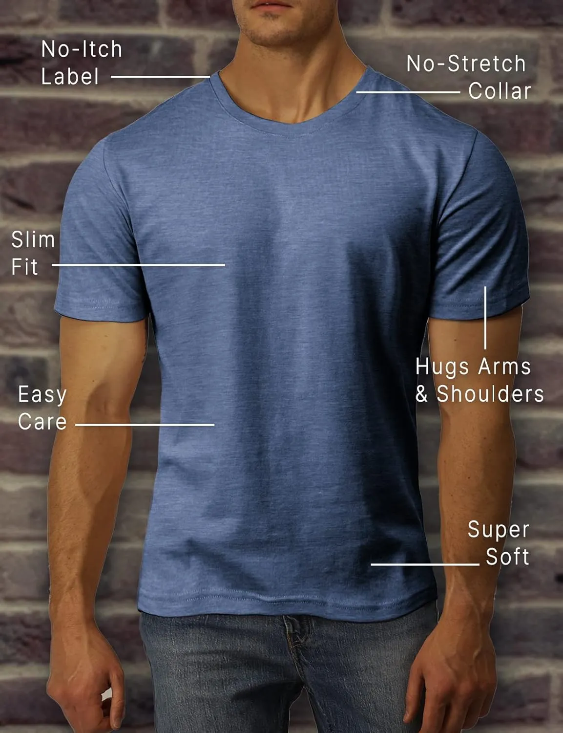 H2H Mens Casual Slim Fit Short Sleeve T-Shirts Soft Lightweight V-Neck/Crew-Neck Size XS to 3XL