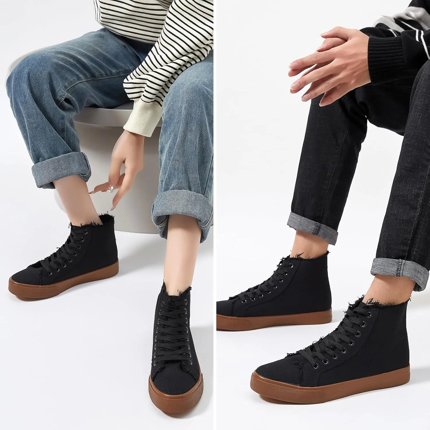 hash bubbie Unisex Canvas High top Sneakers Women's Classic Fashion High Tops Canvas Shoes Casual Tennis Shoes for Men