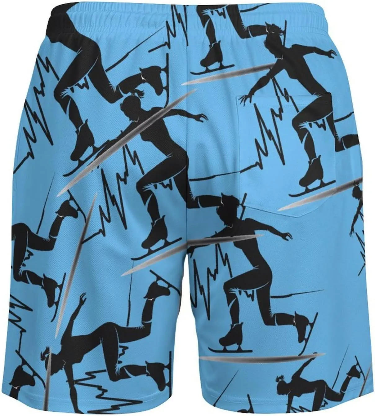 Heartbeat Ice Skating Men's Swim Trunks Quick Dry Board Shorts Swimwear Beach Shorts with Compression Liner