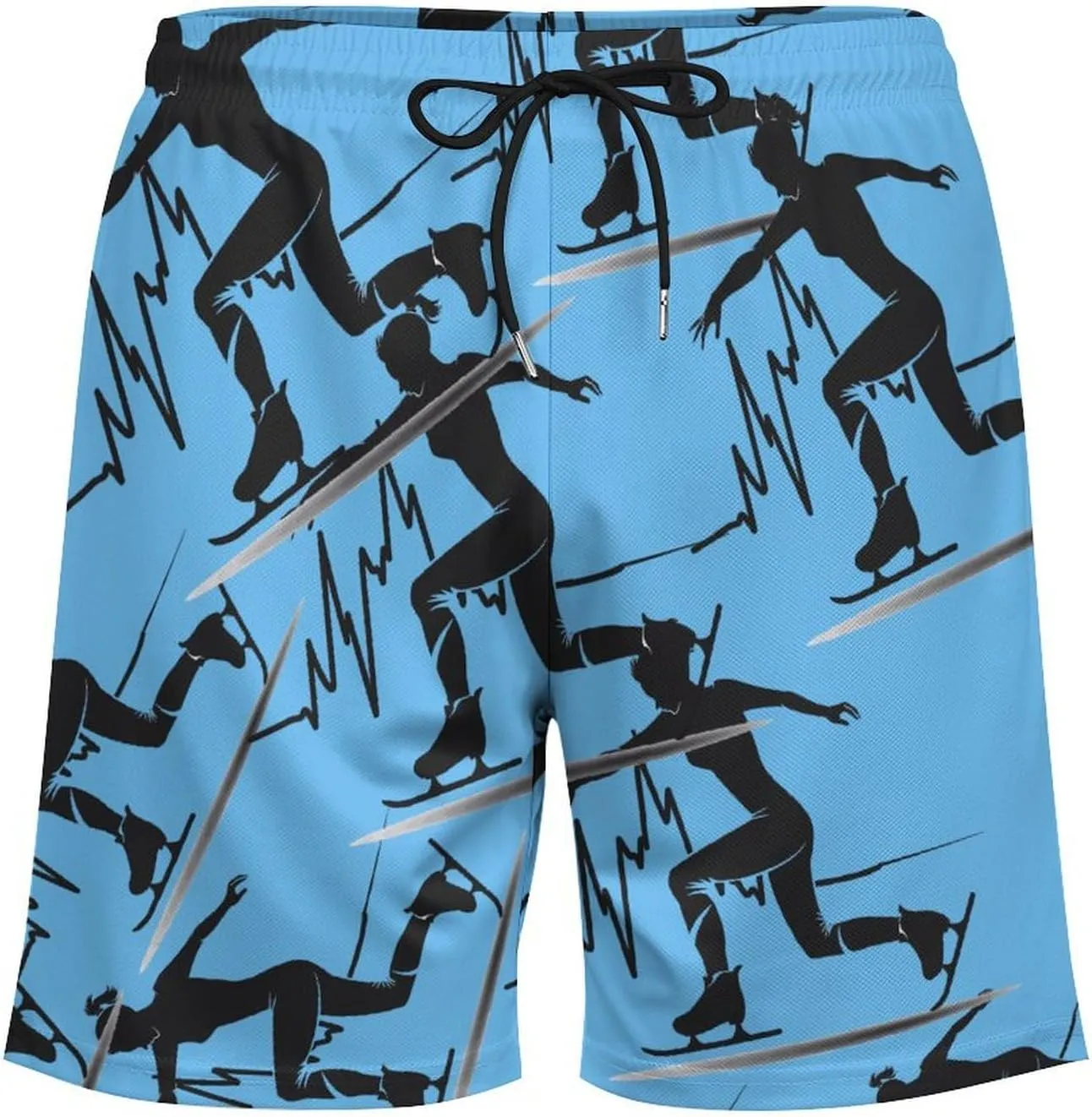 Heartbeat Ice Skating Men's Swim Trunks Quick Dry Board Shorts Swimwear Beach Shorts with Compression Liner