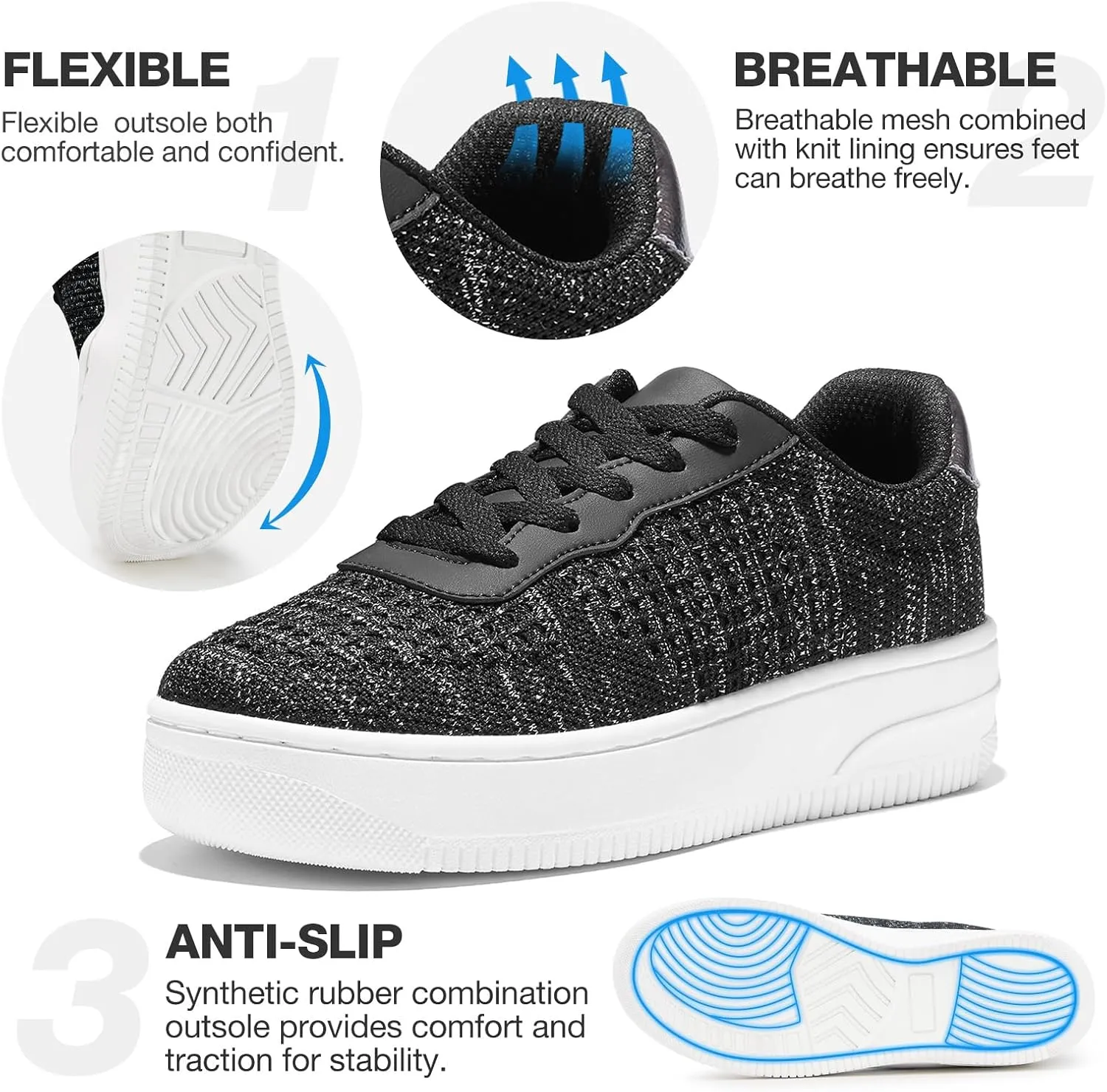 HEEZ White Tennis Shoes Women Platform Fashion Sneakers Comfortable Casual Shoes for Women
