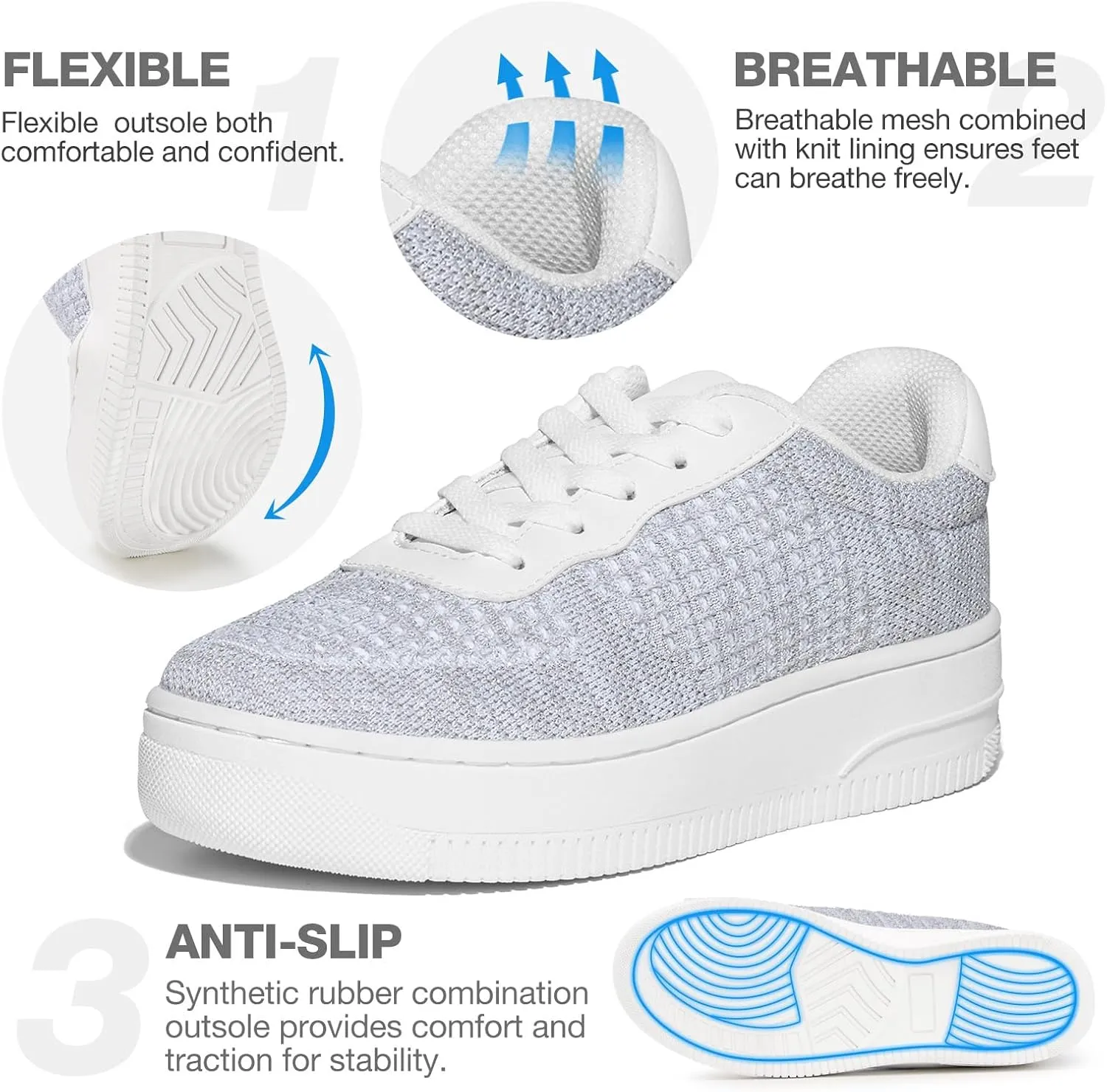 HEEZ White Tennis Shoes Women Platform Fashion Sneakers Comfortable Casual Shoes for Women