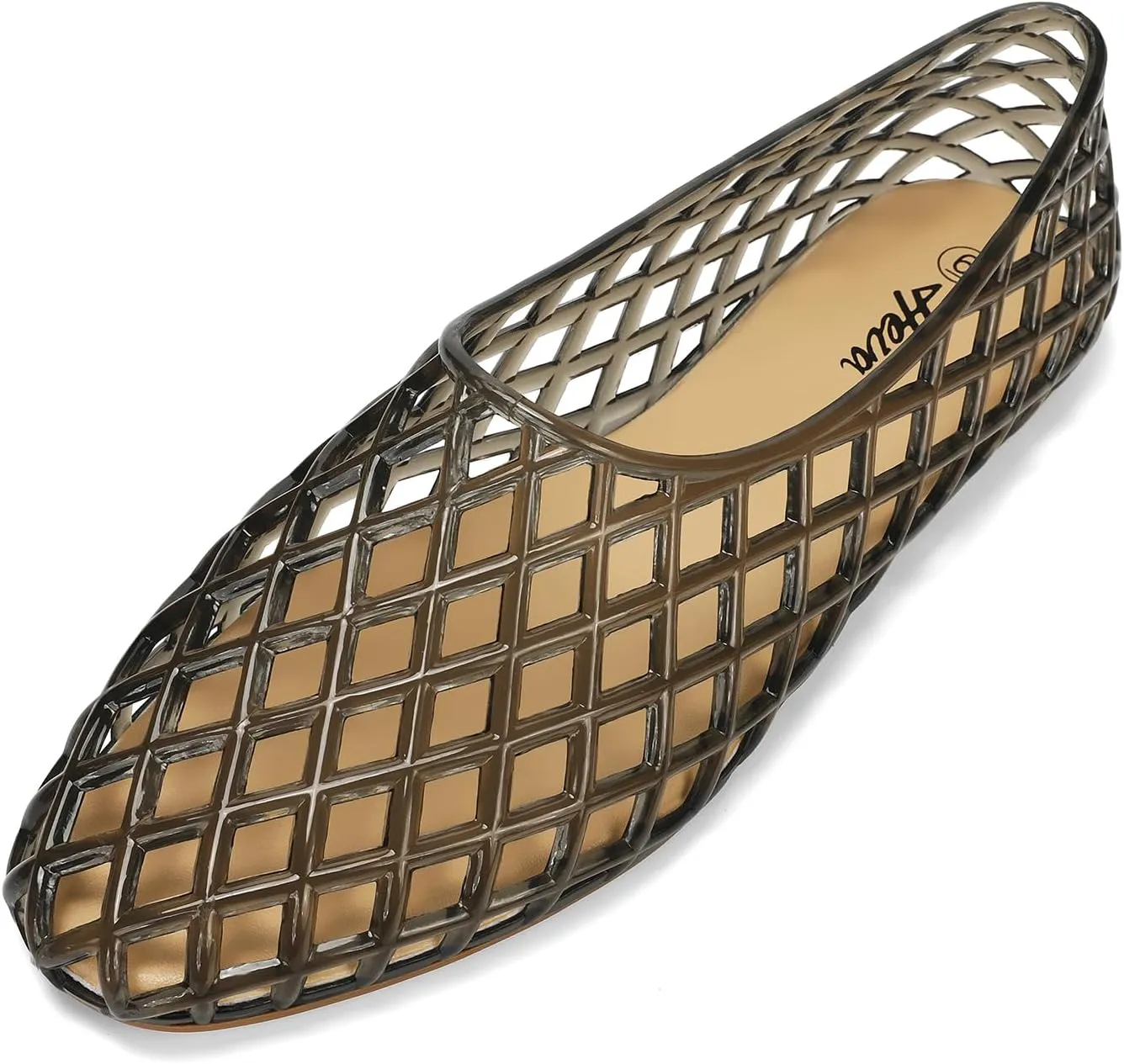 HEVA Women's Jelly Mesh Flats Breathable Clear Hollow Shoes Summer Beach Jellies Ballet Sandals