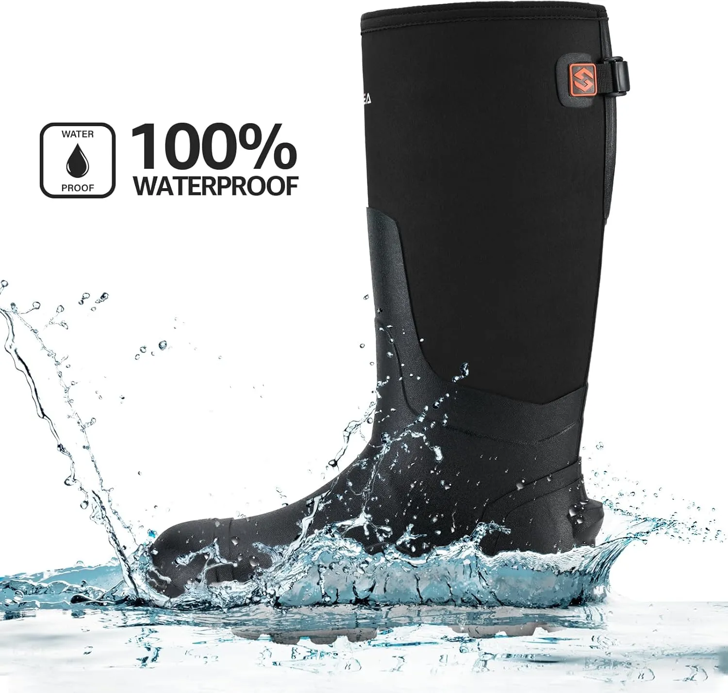 HISEA Upgraded Men's Rain Boots, Waterproof Insulated Rubber Neoprene Boots with Steel Shank, Durable Anti-Slip Outdoor Work Boots for Hunting Gardening Farming Fishing Mud Working, Adjustable Calf