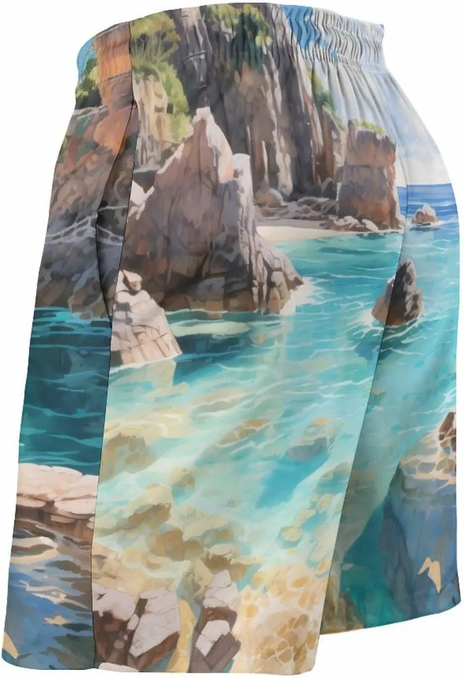 Horseshoe Bay Cove Bermuda Men's Swim Trunks Quick Dry Hawaii Board Shorts Bathing Suits Beachwear with Mesh Lining