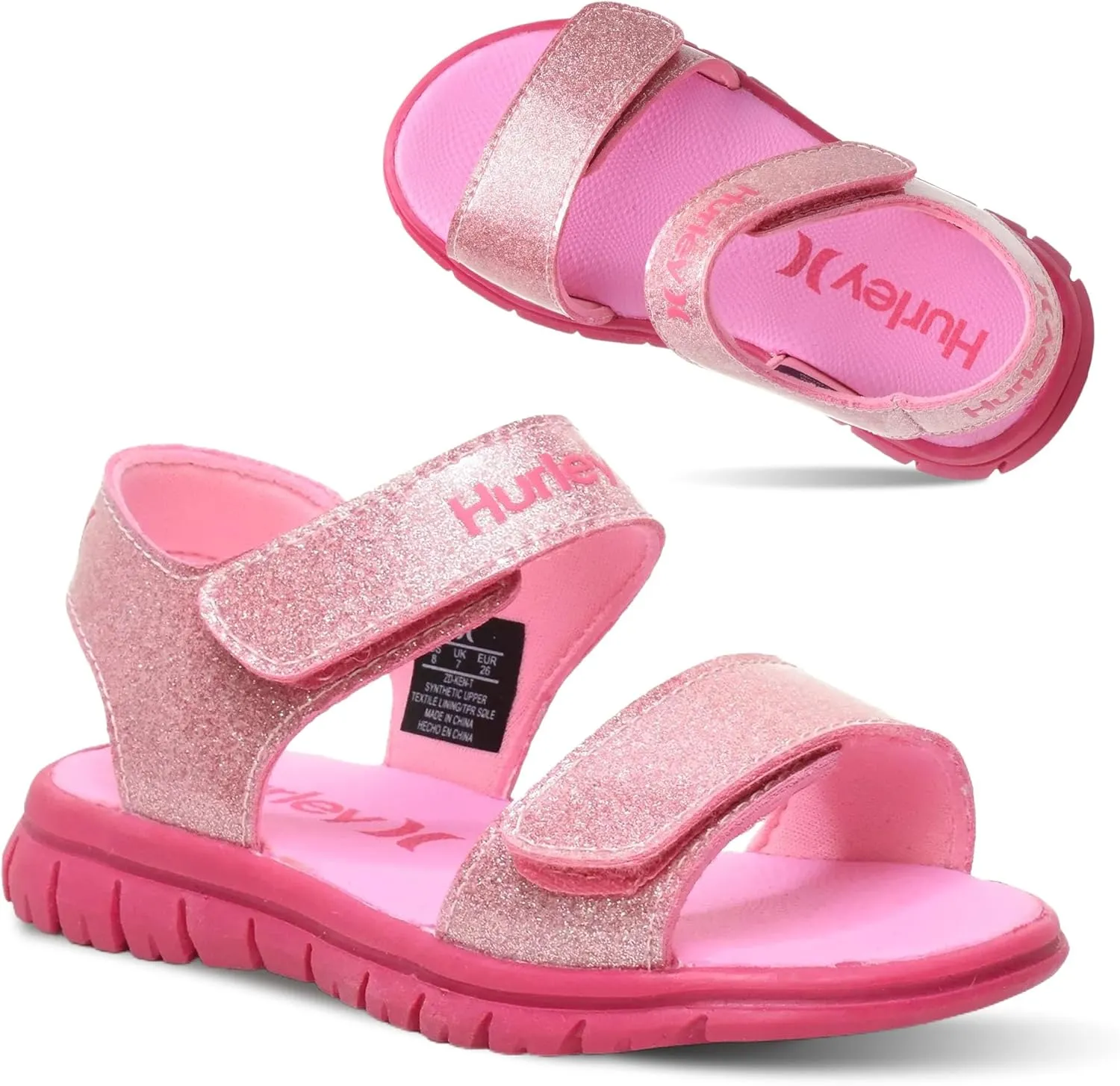 Hurley kids and toddlers Ken Sandals, for Boys and Girls, Kid's Lightweight Open Toe Sandals, Beach Sandals with Adjustable straps, for Outdoors, Water Play and Pool