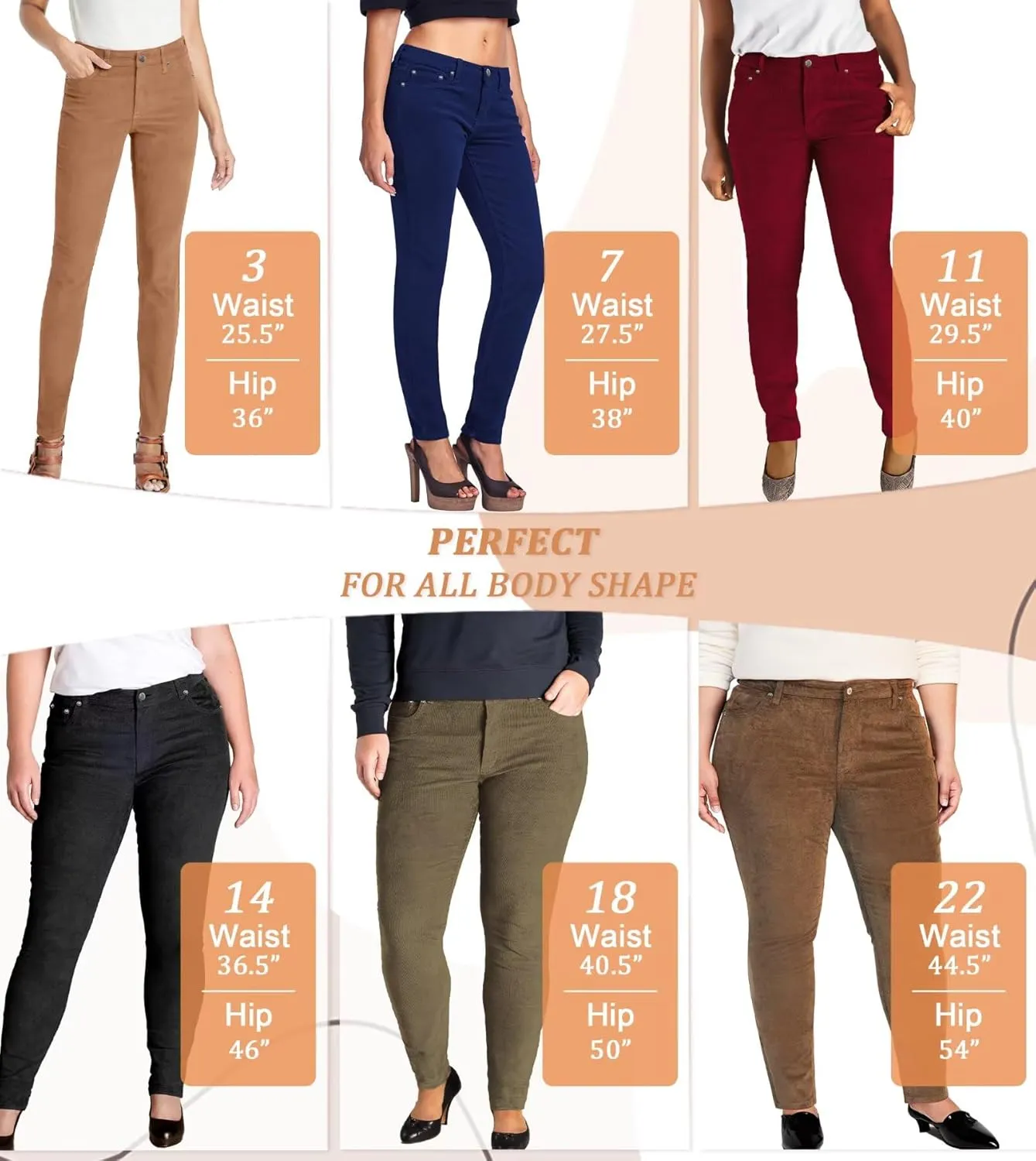 Hybrid & Company Super Comfy Stretch Women 5 Pockets Corduroy Skinny Pants