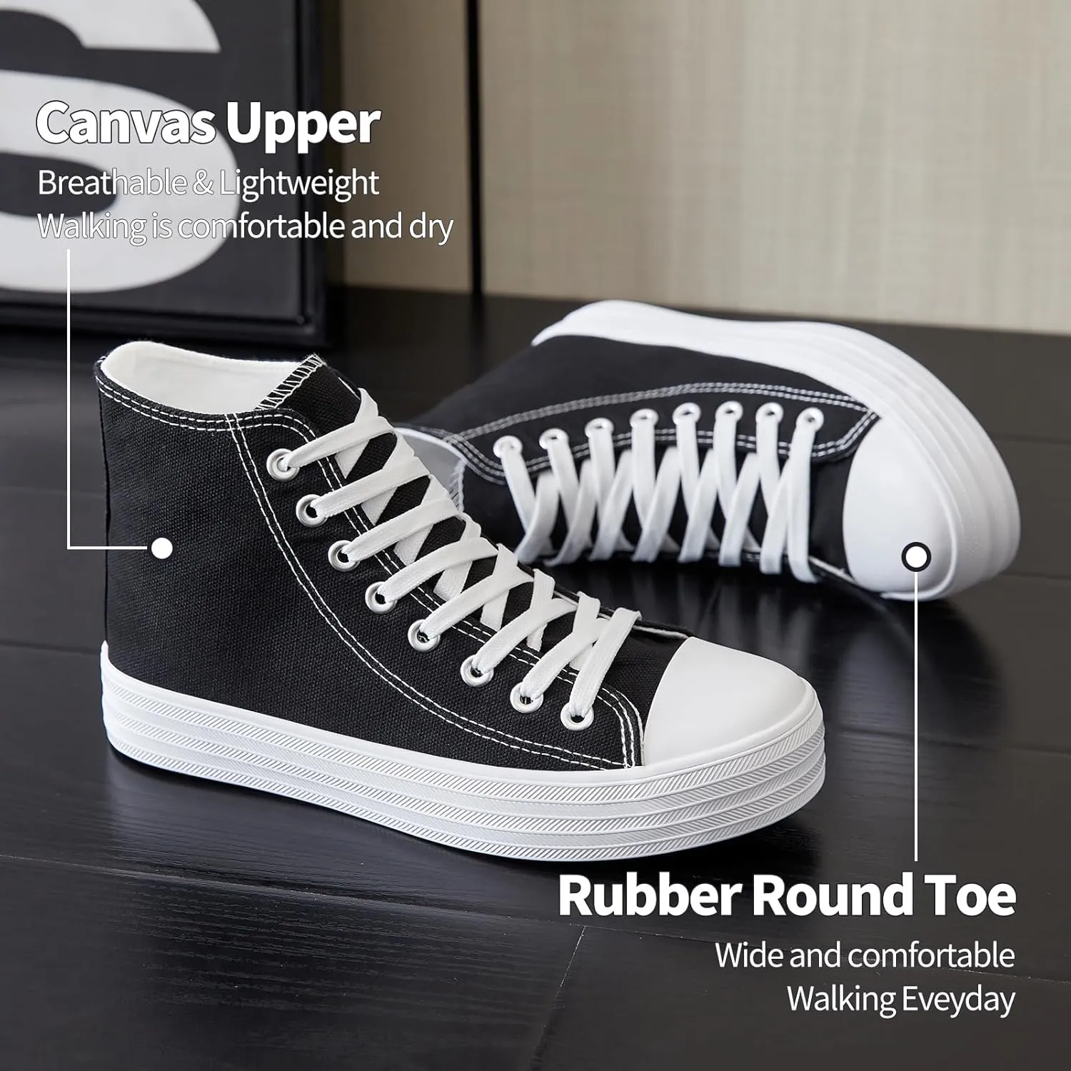 HYPOCRUTE Womens High Top Sneakers Classic Canvas Shoes for Women Lace Up Canvas Sneakers Casual Tennis Shoes for Walking