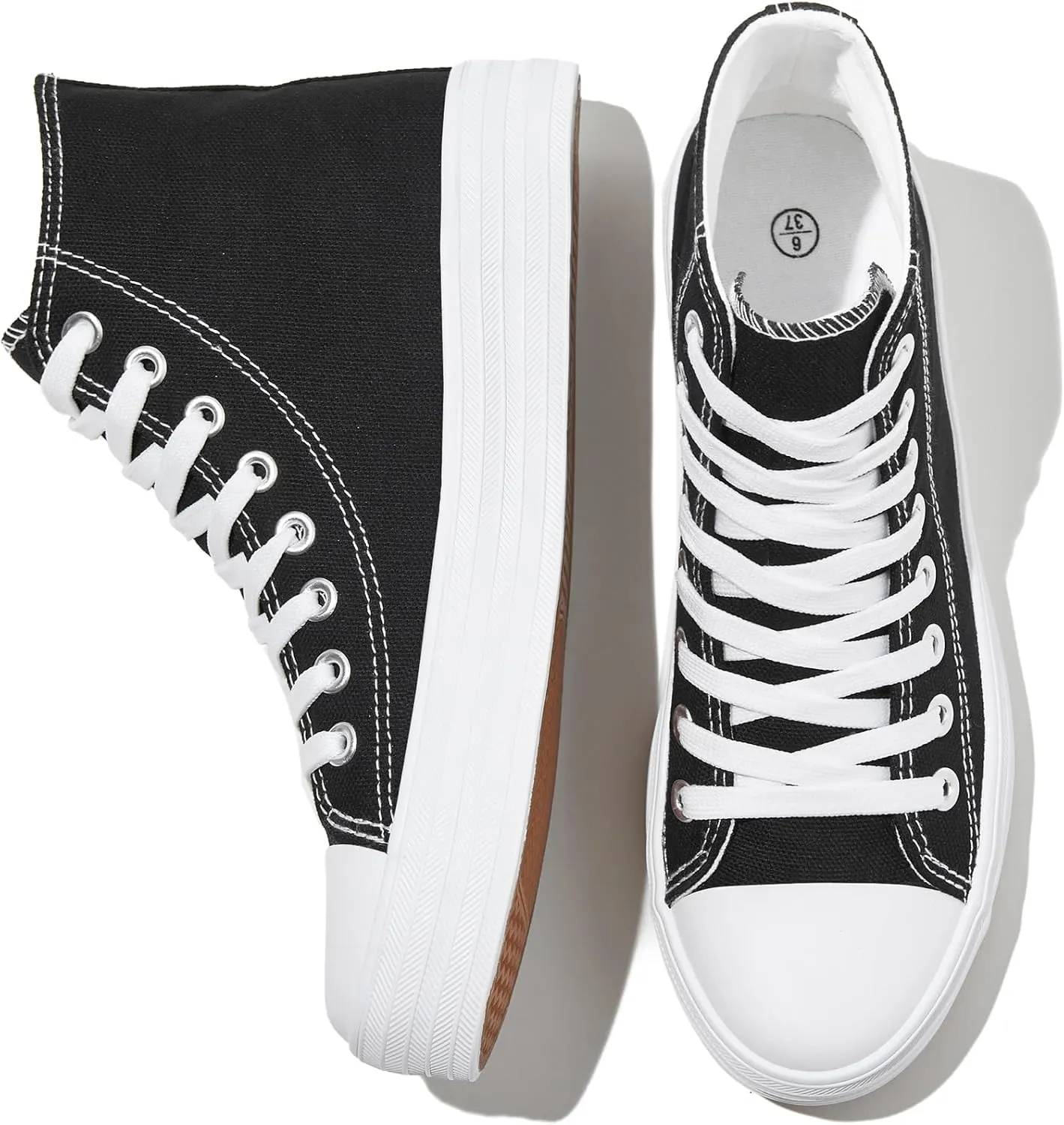 HYPOCRUTE Womens High Top Sneakers Classic Canvas Shoes for Women Lace Up Canvas Sneakers Casual Tennis Shoes for Walking