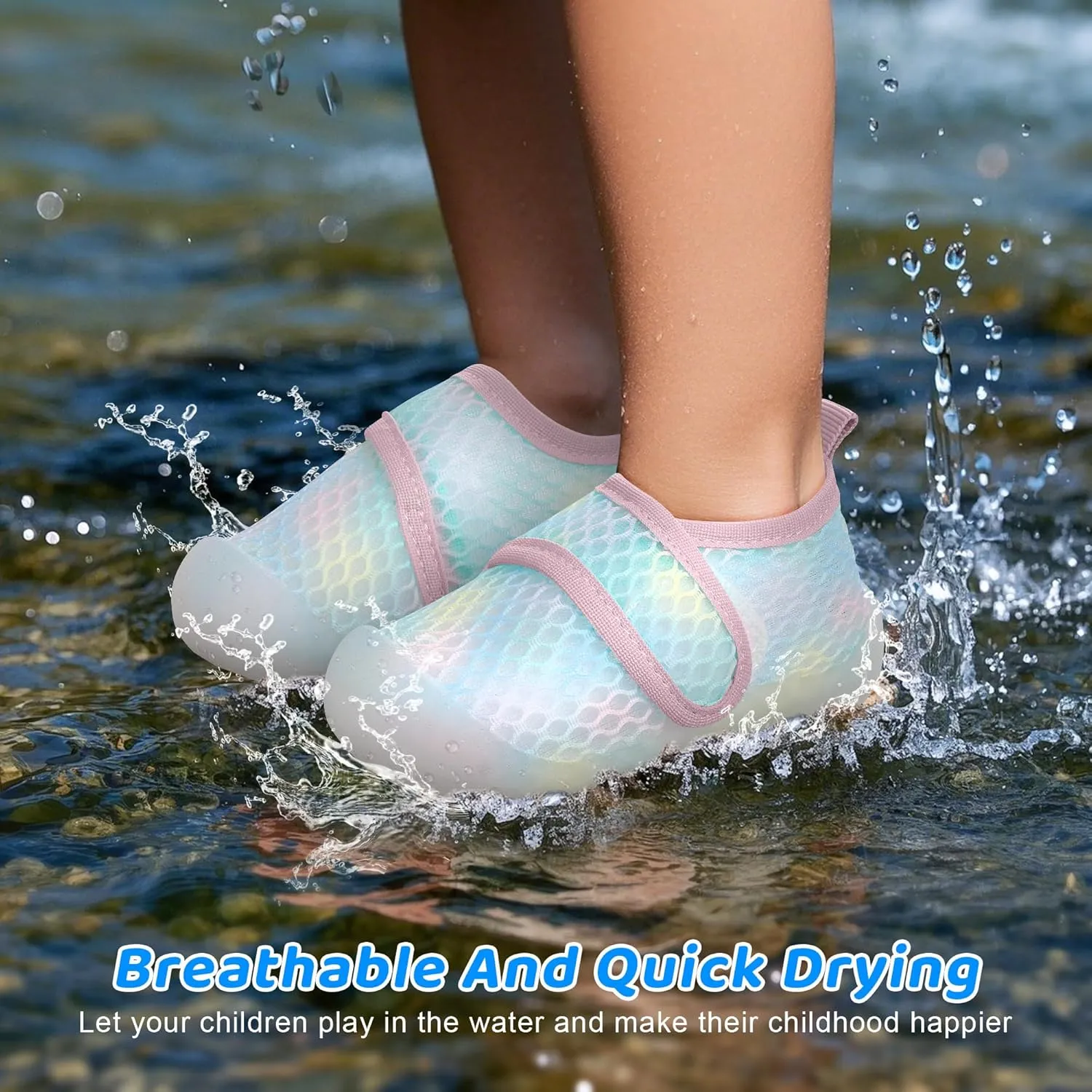 ihuan Baby Toddler Water Shoes Sandals Infant Boys Girls Kids Swim Beach Pool Wide Toe Barefoot Quick Dry Non-Slip Breathable for Summer Surf River