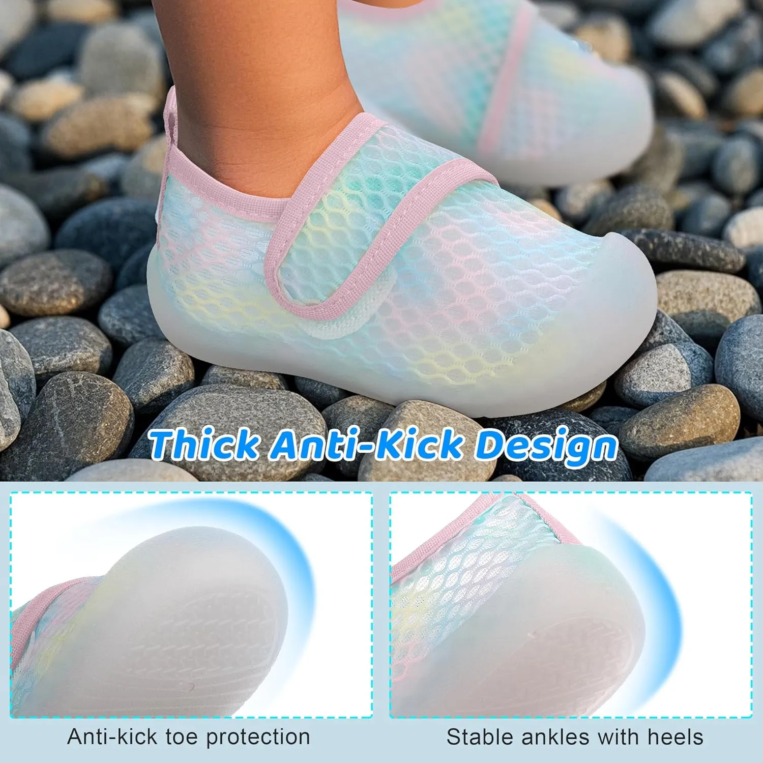 ihuan Baby Toddler Water Shoes Sandals Infant Boys Girls Kids Swim Beach Pool Wide Toe Barefoot Quick Dry Non-Slip Breathable for Summer Surf River