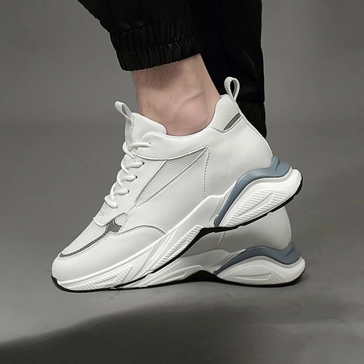 Invisible Height Increasing Elevator Shoes for Men 2.36" Height-Boosting Fashion Outdoors Running Sports Shoes Breathable Lace up Walking Shoes Driving Casual Sneakers