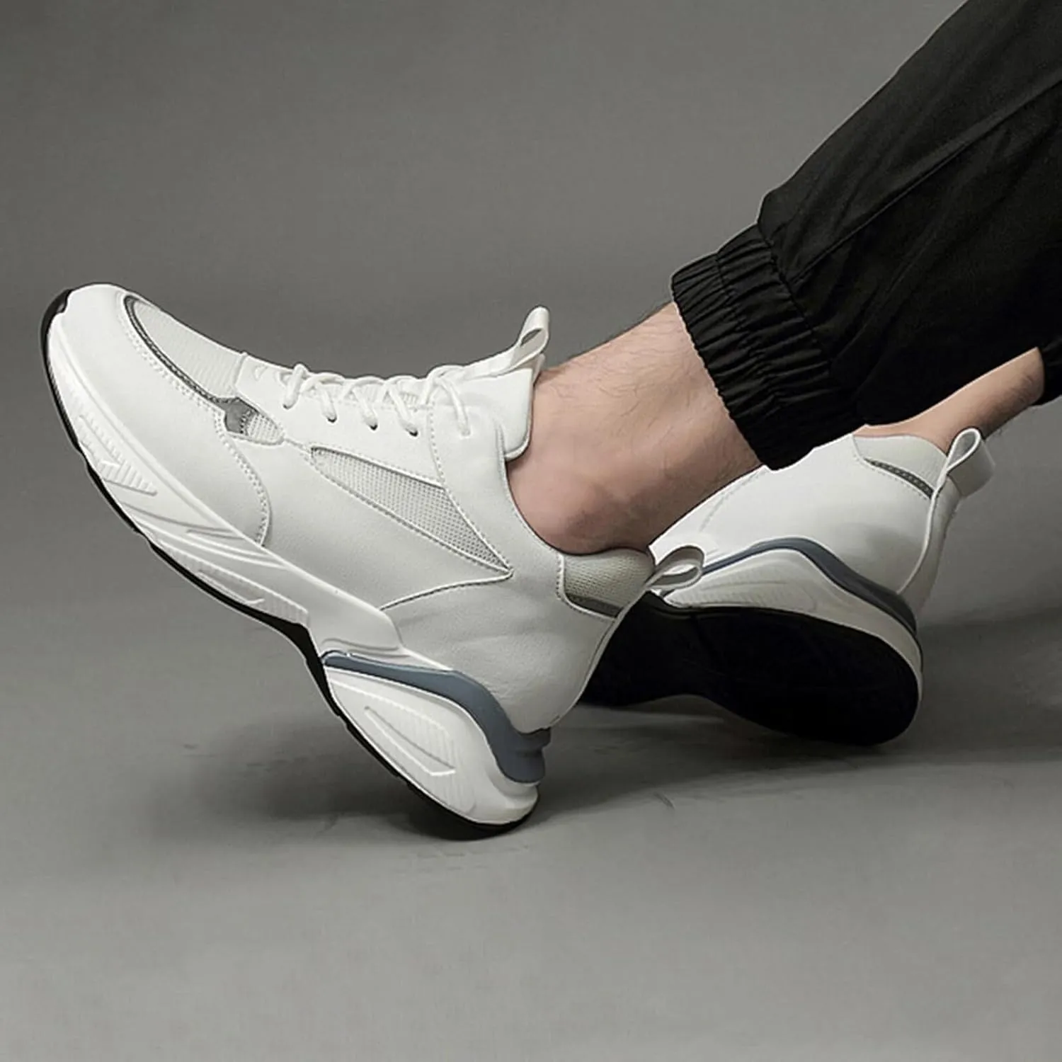 Invisible Height Increasing Elevator Shoes for Men 2.36" Height-Boosting Fashion Outdoors Running Sports Shoes Breathable Lace up Walking Shoes Driving Casual Sneakers
