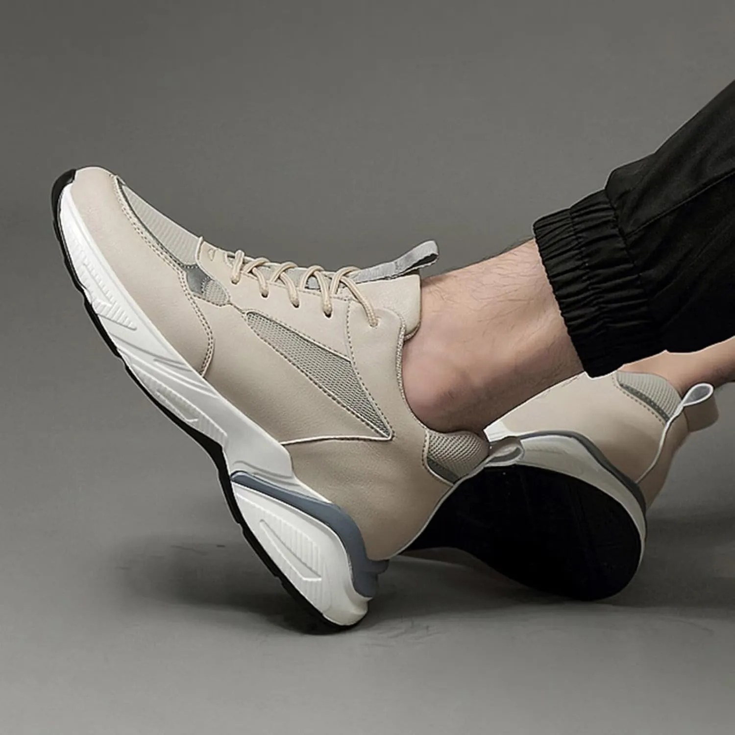 Invisible Height Increasing Elevator Shoes for Men 2.36" Height-Boosting Fashion Outdoors Running Sports Shoes Breathable Lace up Walking Shoes Driving Casual Sneakers