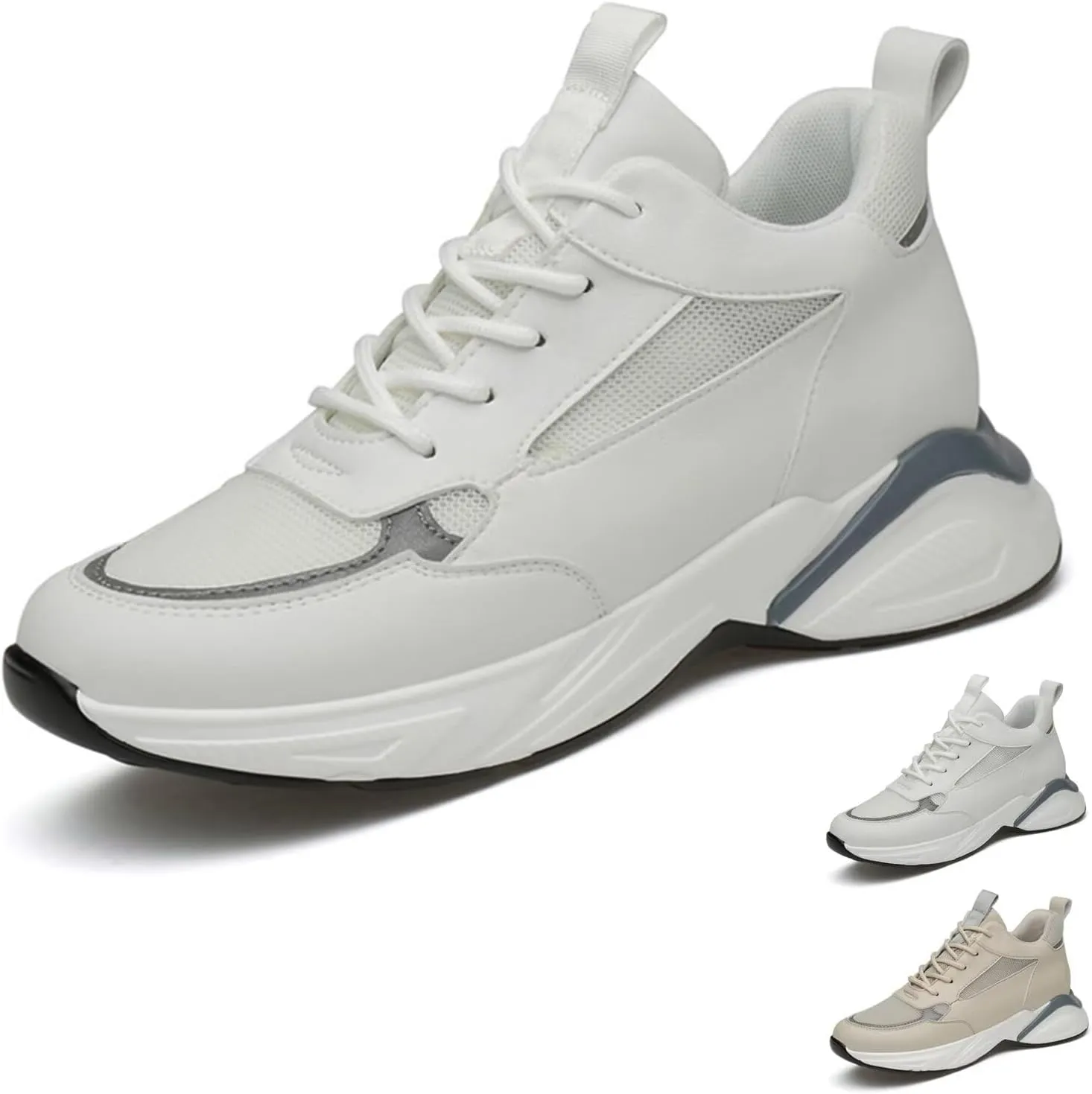 Invisible Height Increasing Elevator Shoes for Men 2.36" Height-Boosting Fashion Outdoors Running Sports Shoes Breathable Lace up Walking Shoes Driving Casual Sneakers