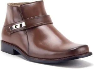 Jazame Mens Black Dress Boots Casual Ankle Short Belt Buckle Design Boot