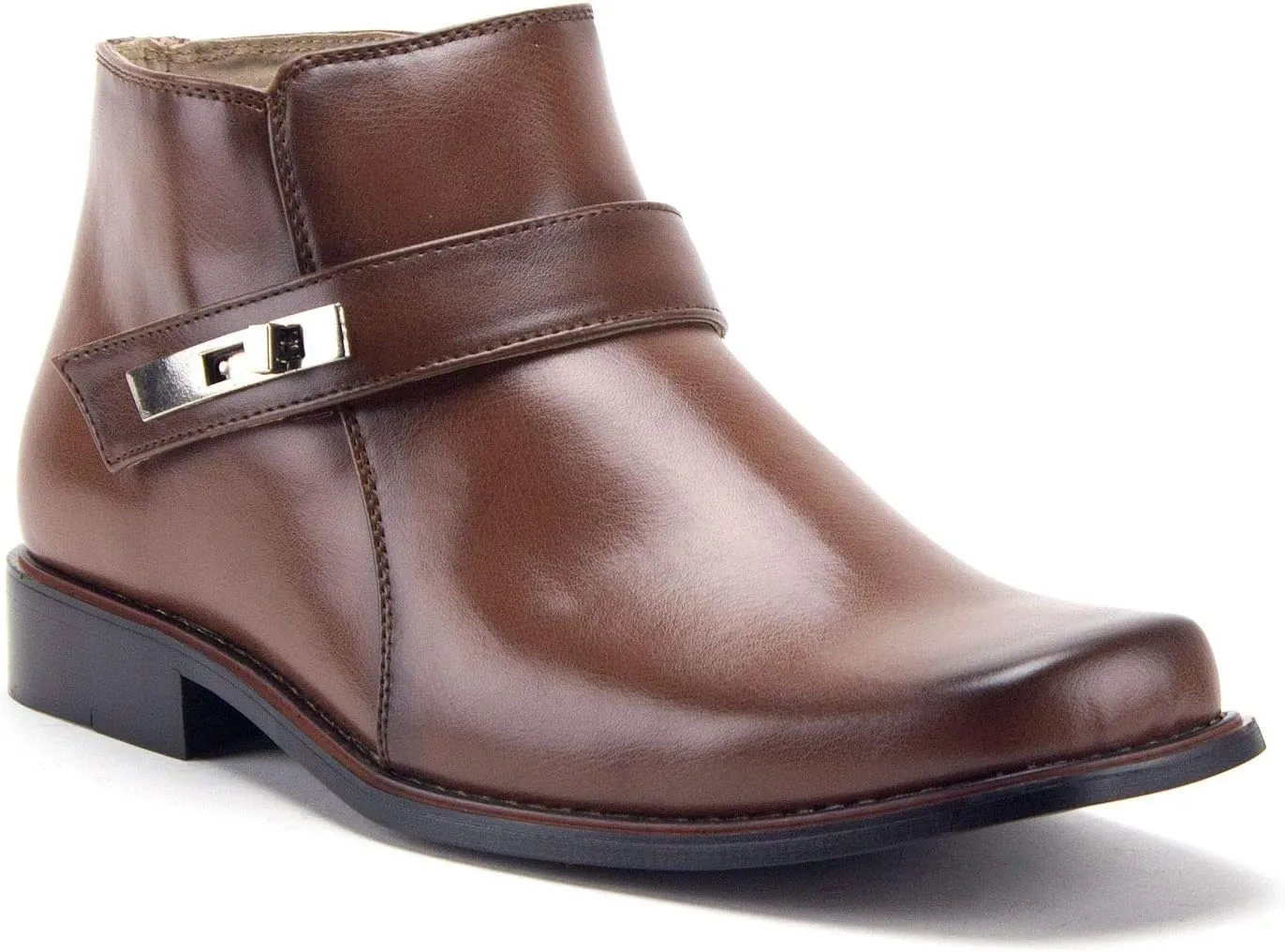 Jazame Mens Black Dress Boots Casual Ankle Short Belt Buckle Design Boot