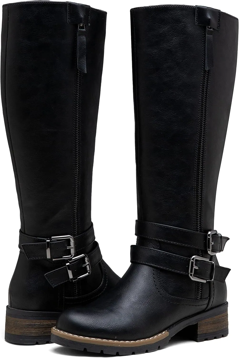 Jeossy 9660 Knee High Boots for Women, Classic Tall Riding Boots Low Heel with Inside Zipper Works and Outside Zip Decorative