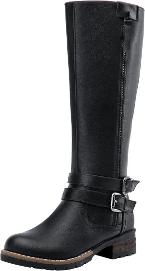 Jeossy 9660 Knee High Boots for Women, Classic Tall Riding Boots Low Heel with Inside Zipper Works and Outside Zip Decorative