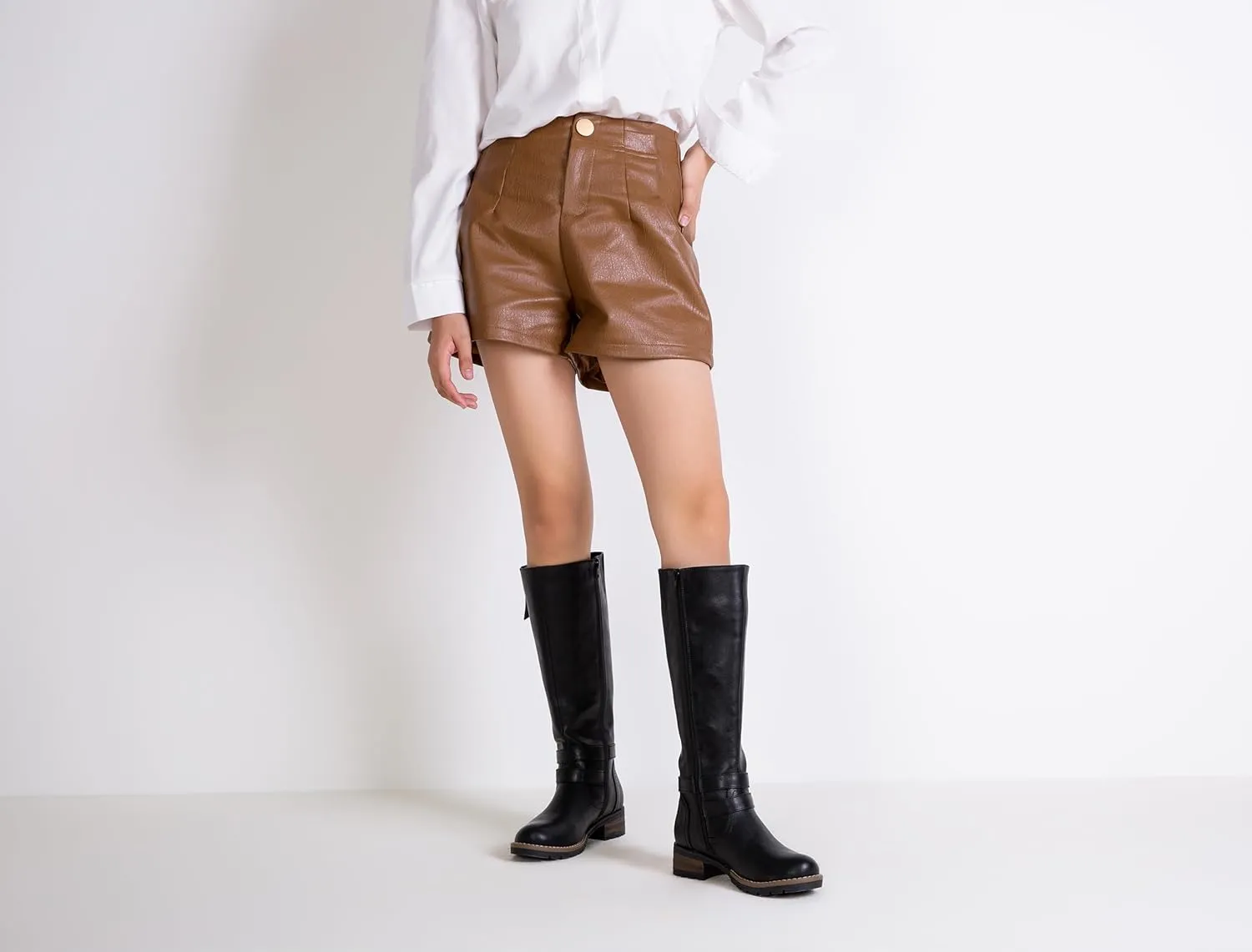 Jeossy 9660 Knee High Boots for Women, Classic Tall Riding Boots Low Heel with Inside Zipper Works and Outside Zip Decorative