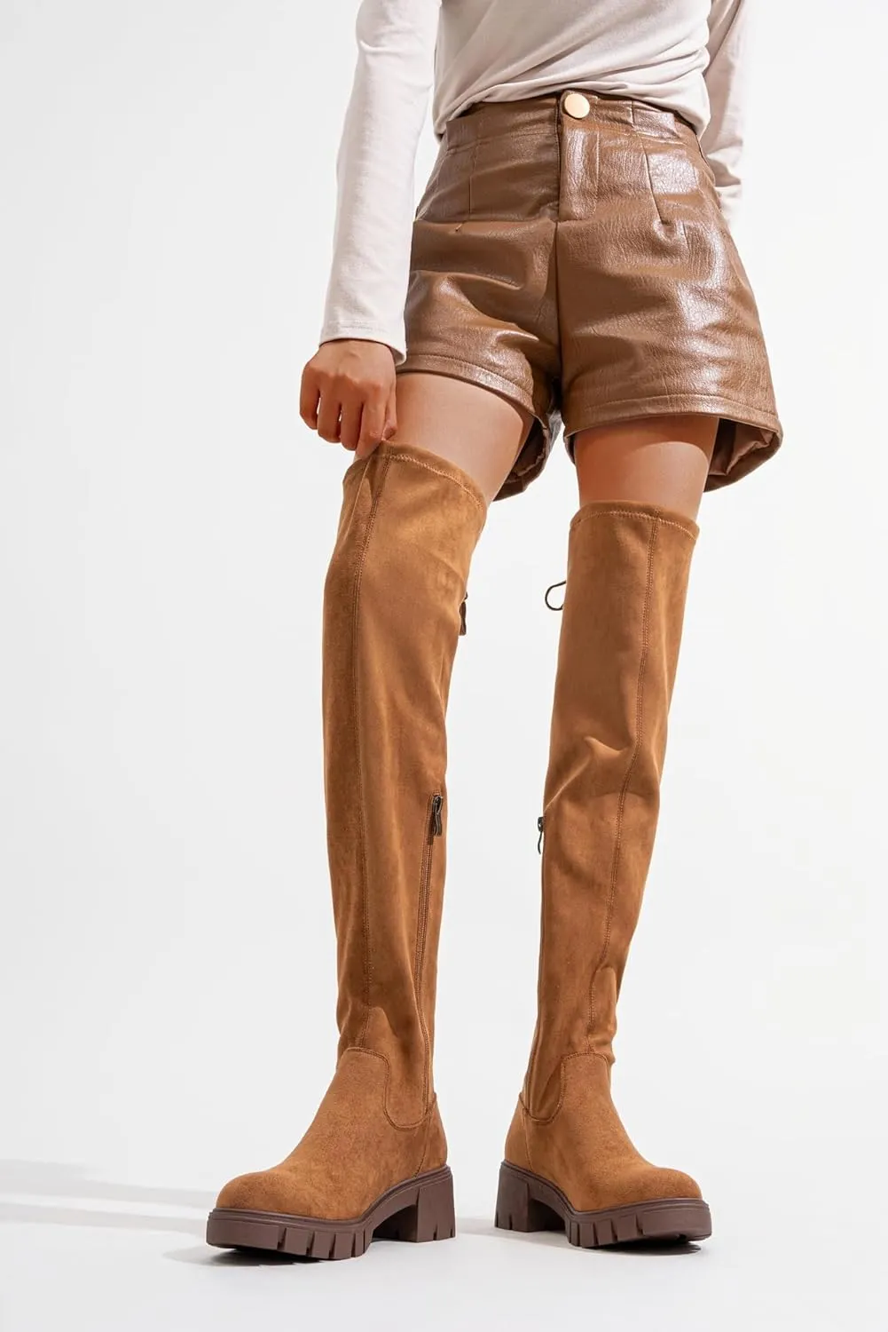 Jeossy Women's 990 Over The Knee High Boots Platform Thigh High Boots Round Toe Long Boots for Women
