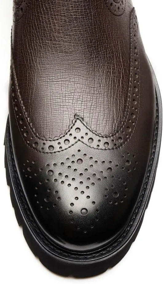 Jepsengord Men's Chelsea Boots Genuine Leather Dress Boots for Men Wingtip Brogue Formal Business Casual Ankle Boots