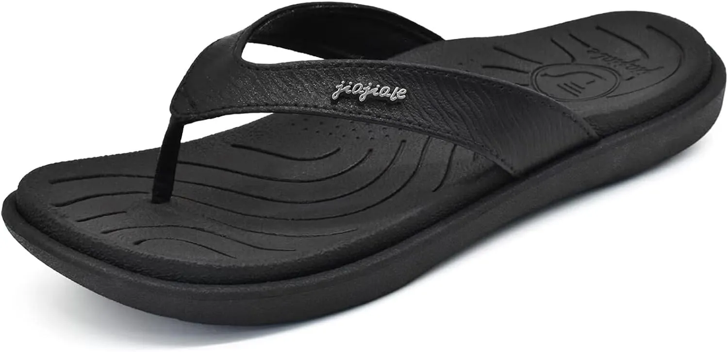 jiajiale Womens Fashion Orthotic Flip Flops Ladies Slip On Lightweight Comfortable Thick Cushion Yoga Mat Thong Sandals With Plantar Fasciitis Arch Support