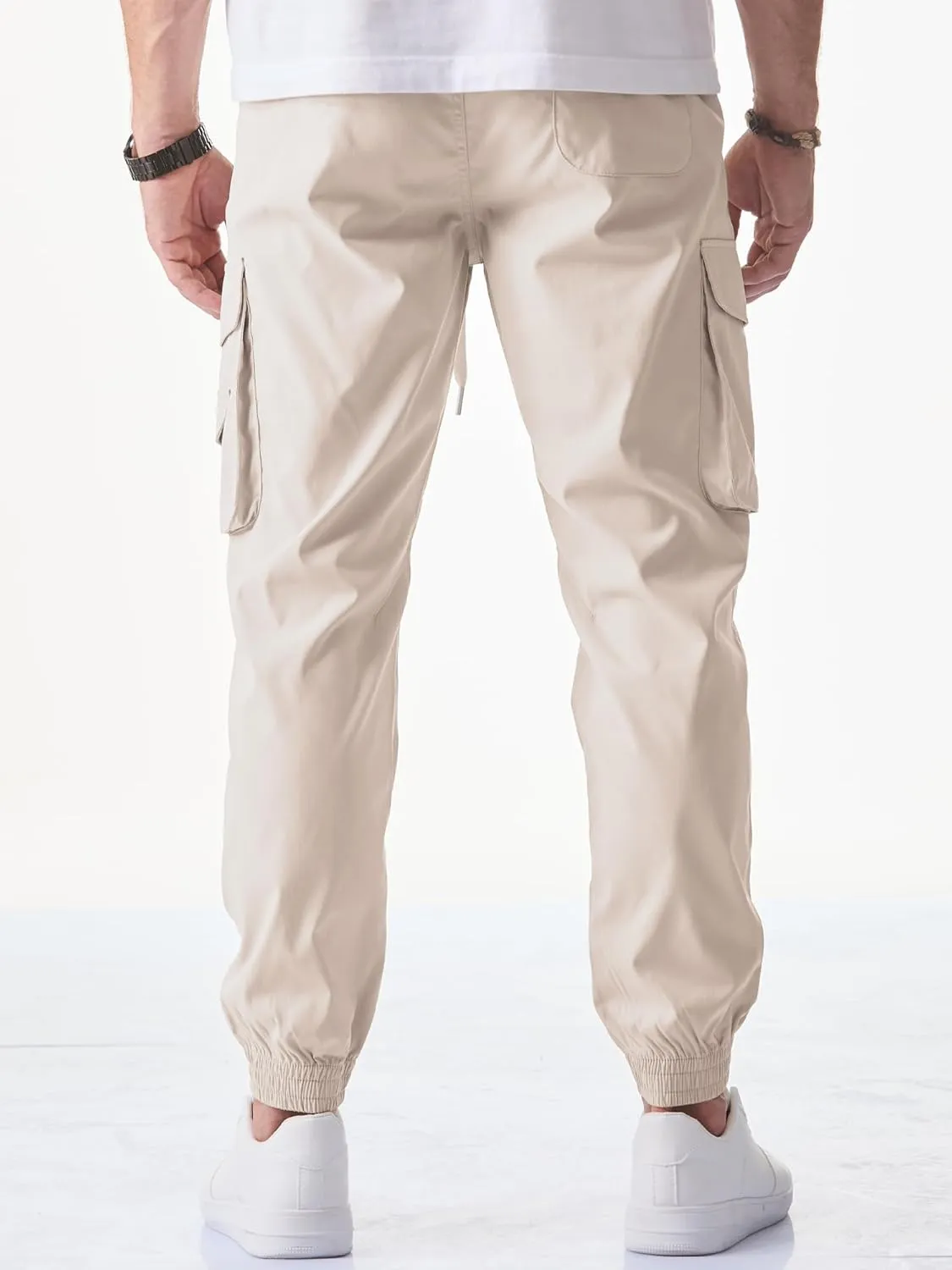 JMIERR Men's Casual Cargo Joggers Pants Stretch Elastic Waist Drawstring Tapered Sweatpants with Pockets