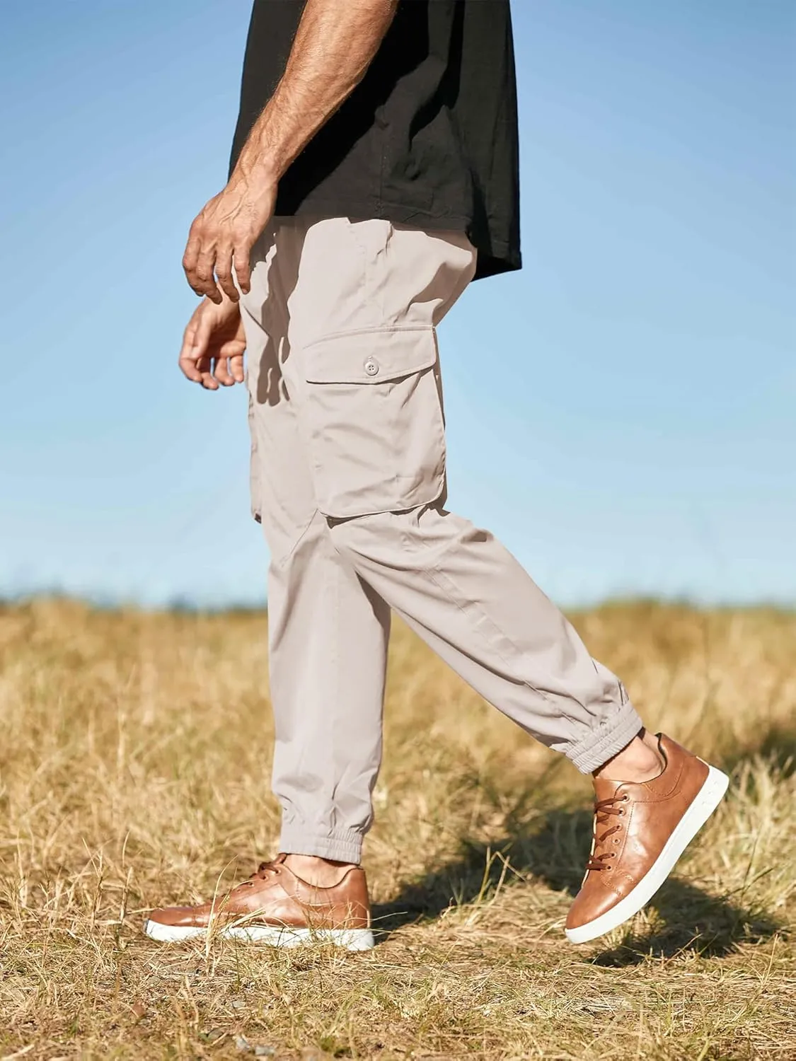 JMIERR Men's Casual Cargo Joggers Pants Stretch Elastic Waist Drawstring Tapered Sweatpants with Pockets