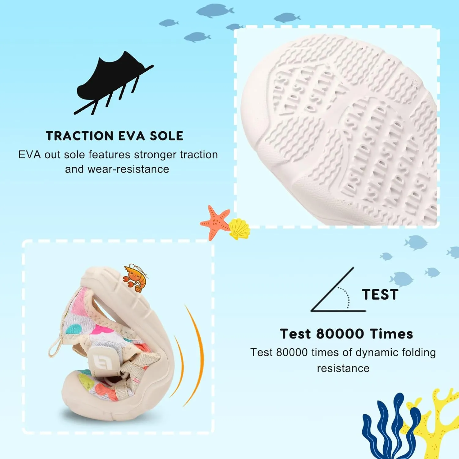 JOINFREE Toddler Boys Girls Water Shoes Breathable Qucik Dry Sport Beach Sandals Lightweight Barefoot Flexible
