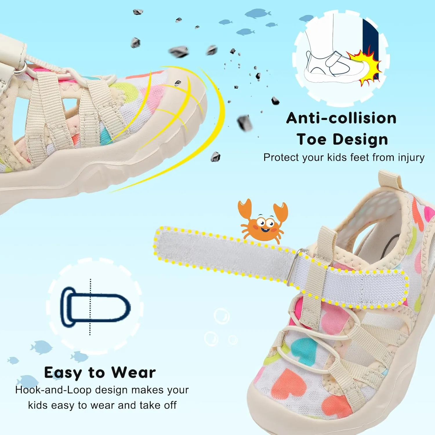 JOINFREE Toddler Boys Girls Water Shoes Breathable Qucik Dry Sport Beach Sandals Lightweight Barefoot Flexible