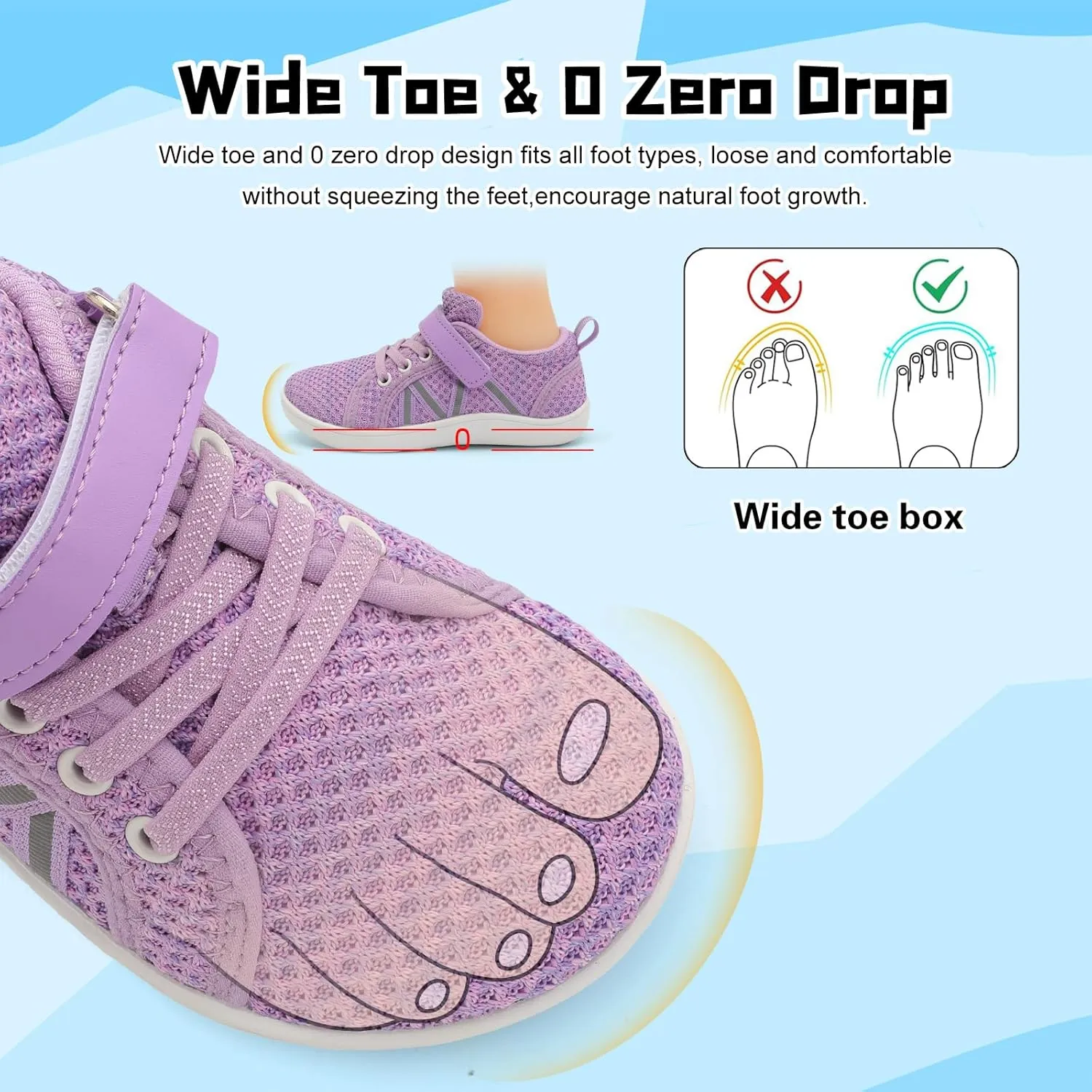 JOINFREE Toddler Shoes Boys Girls Wide Barefoot Shoes Little Kids Minimalist Sneakers Zero Drop Casual Walking Shoes Breathable Tennis Shoes Indoor Outdoor