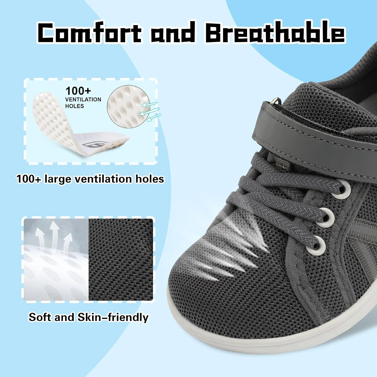 JOINFREE Toddler Shoes Boys Girls Wide Barefoot Shoes Little Kids Minimalist Sneakers Zero Drop Casual Walking Shoes Breathable Tennis Shoes Indoor Outdoor