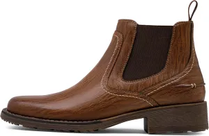 Jousen Chelsea Boots Men Square Toe Ankle Mens Western Boots Casual Slip On Boots for Men