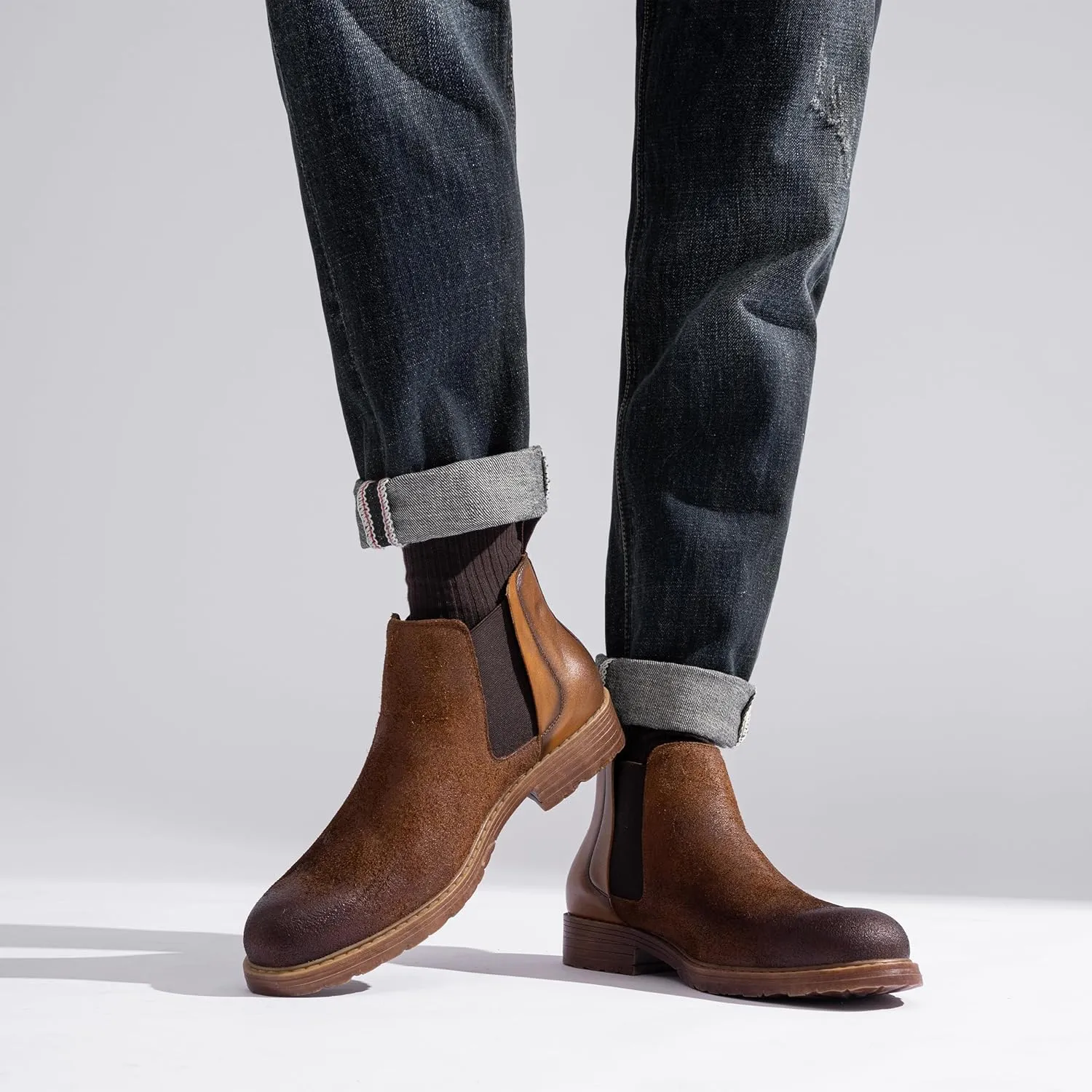 Jousen Men's Chelsea Boots Leather Distressed Boots for Men