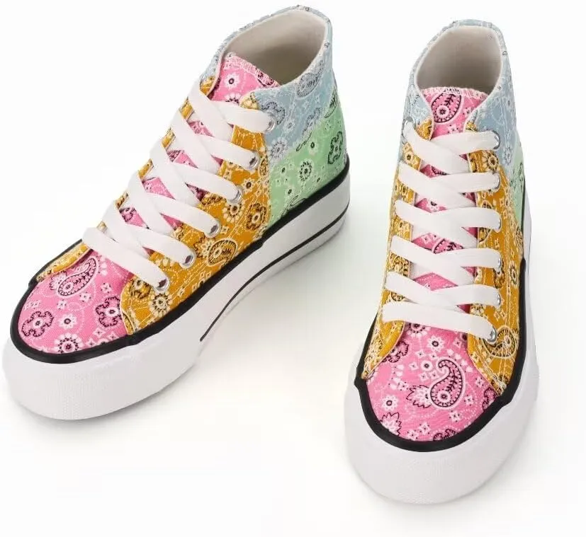 JUDIS Girls’ Platform Canvas Shoes Lace-up Fashion Sneakers Low Top and High Top Casual Shoes for Girls