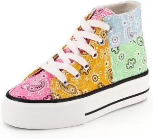JUDIS Girls’ Platform Canvas Shoes Lace-up Fashion Sneakers Low Top and High Top Casual Shoes for Girls