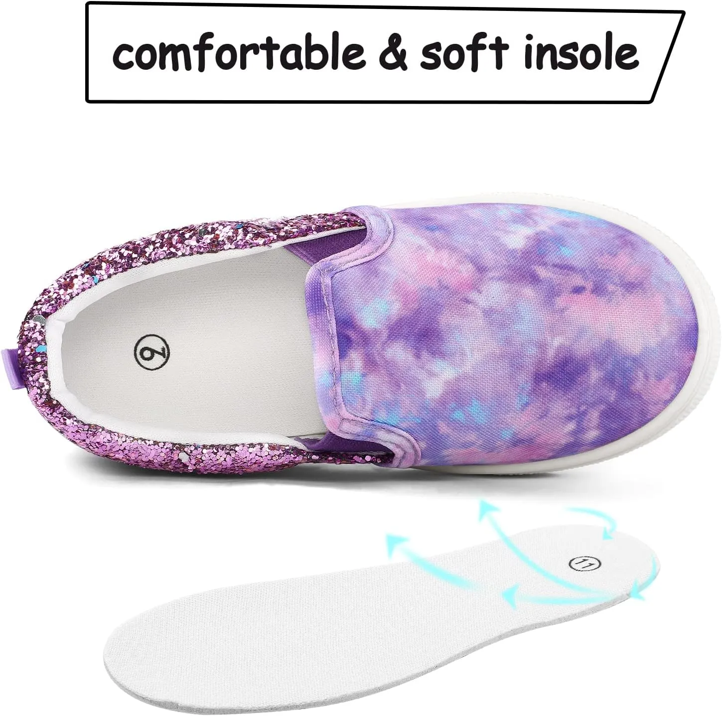 K KomForme Toddler Sneakers for Girls Boys Slip On Canvas Walking Shoes